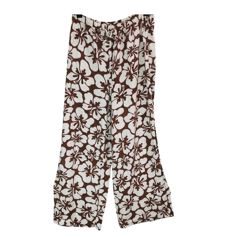 Rip Curl Wide Leg Pants Beach Coastal Hawaiian Aloha Womens M Hibiscus Surf